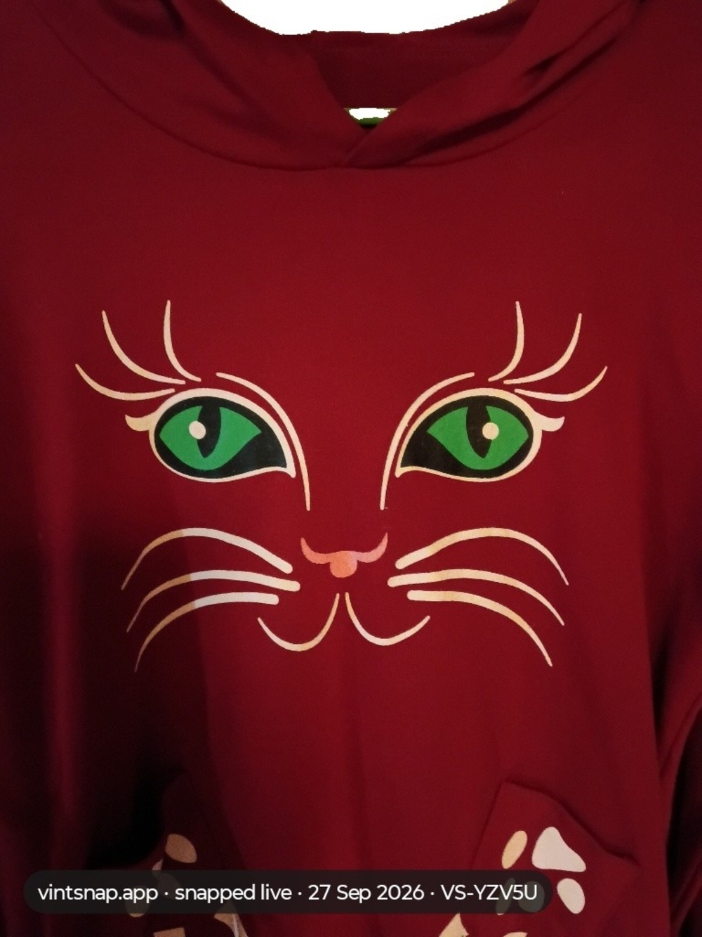 Cute Red Cat Face Hoodie for Pets - Green Eye Graphic